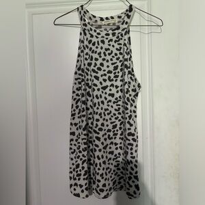 Cream/black leopard print tank. Halter top. Size M. EUC